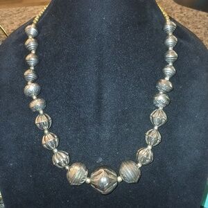 Elegant Silver Chunky Beaded Necklace